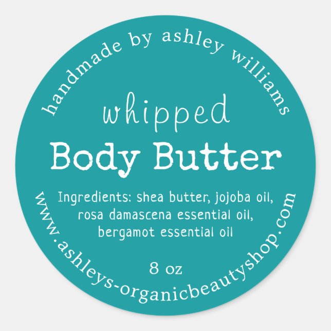 Handmade Body Butter Organic Business Green Classic Round Sticker (Front)