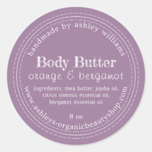 Handmade Body Butter Organic Business Purple Classic Round Sticker