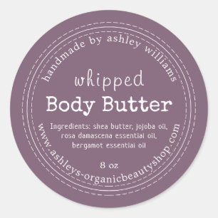 Handmade Body Butter Organic Business Purple Classic Round Sticker