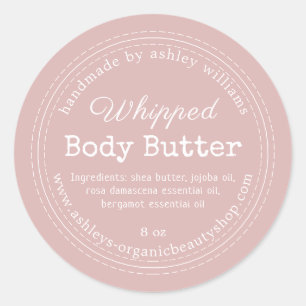 Handmade Body Butter Pink Organic Jar Label