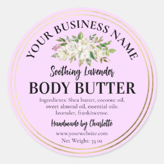 Handmade Body Butter Product Jars Small Business  Classic Round Sticker