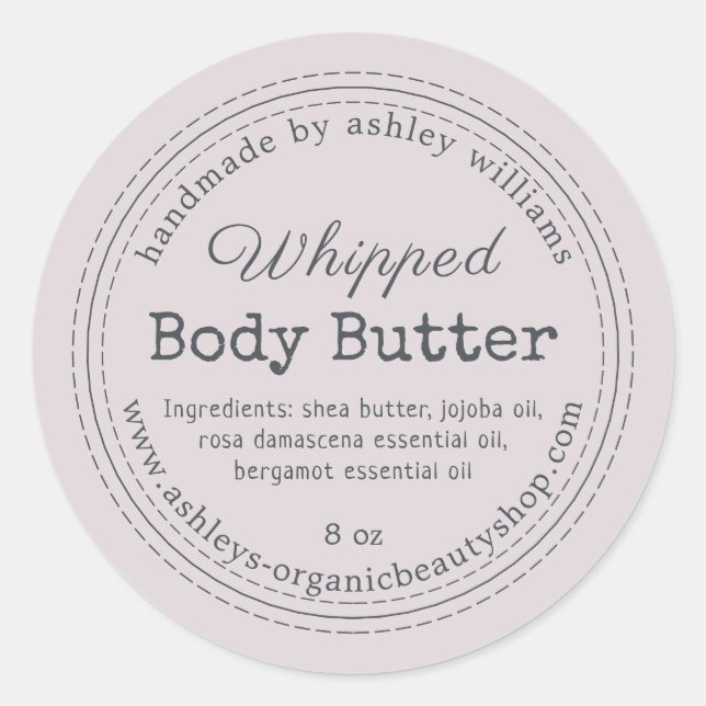 Handmade Body Butter Purple Organic Business Label (Front)