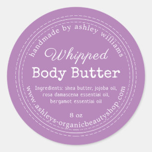 Handmade Body Butter Purple Organic Jar Label