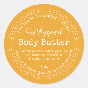 Handmade Body Butter Yellow Organic Jar Label