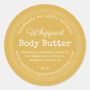Handmade Body Butter Yellow Organic Jar Label