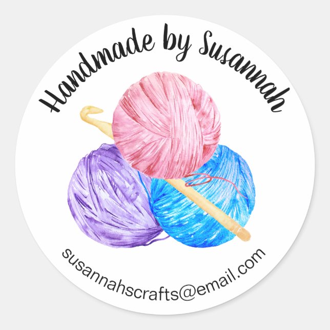 Handmade Business Crochet Classic Round Sticker (Front)