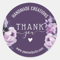 Handmade Business Thank You Elegant Floral Purple