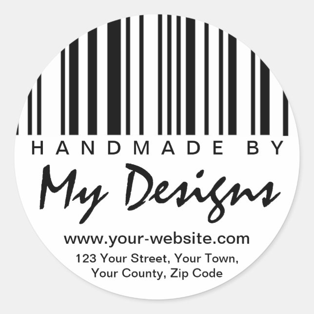 Handmade By Barcode Label Stickers (Front)