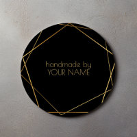 Handmade by black geometric gold effect