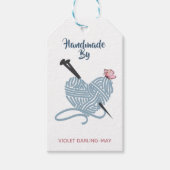 Handmade by Custom Name w. Fibre & Care Knitting Gift Tags (Front)