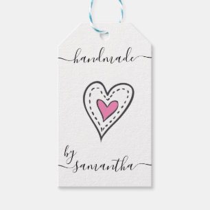 Handmade by Custom Name with Care Instructions Gift Tags