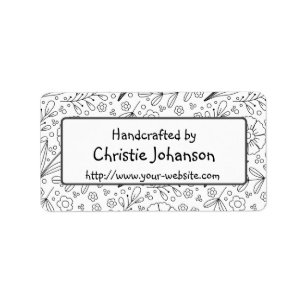 Handmade by - cute, trendy doodle flowers label