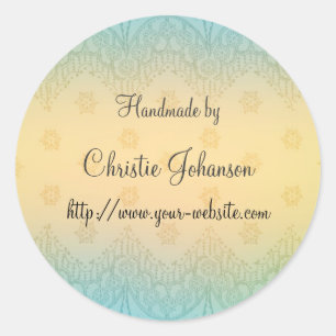 Handmade by - floral design classic round sticker
