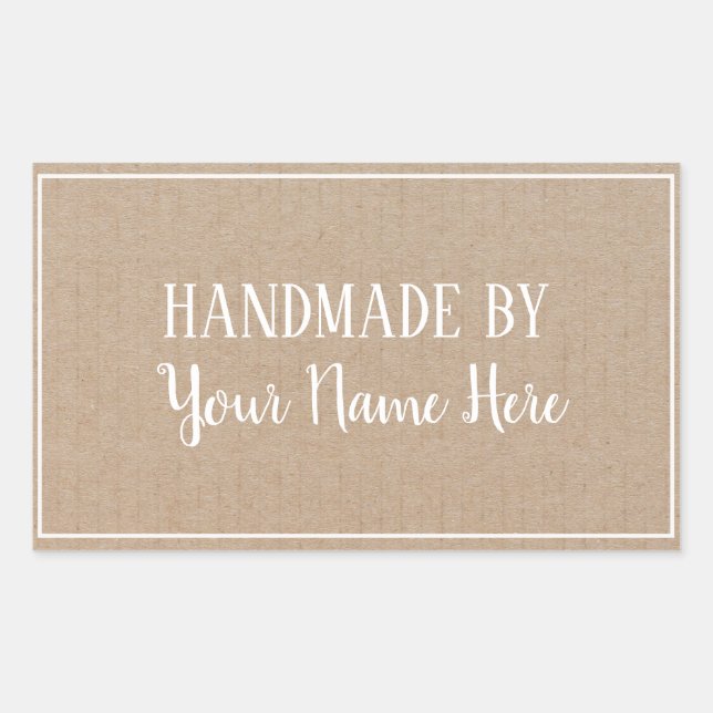 Handmade By Gift Rustic Vintage Craft Sticker (Front)