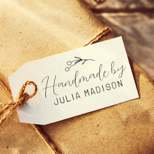 Handmade By Hand Drawn Botanical Simple Rubber Stamp