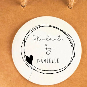 Handmade by Hand-Drawn Heart Frame Self-inking Stamp