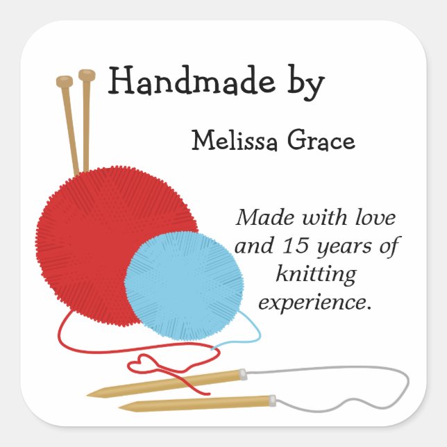 Handmade by Knitting Stickers (Front)