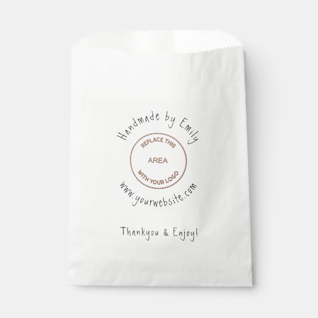 Handmade by name Logo Small Craft Business Favour Bag (Front)