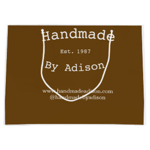 handmade by name social media website est. year si large gift bag