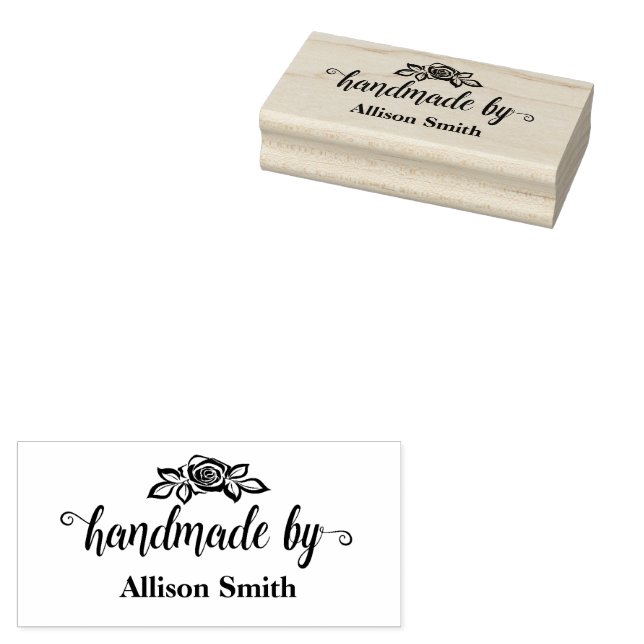 Handmade by Personalized with Rose Stamp (Stamped)