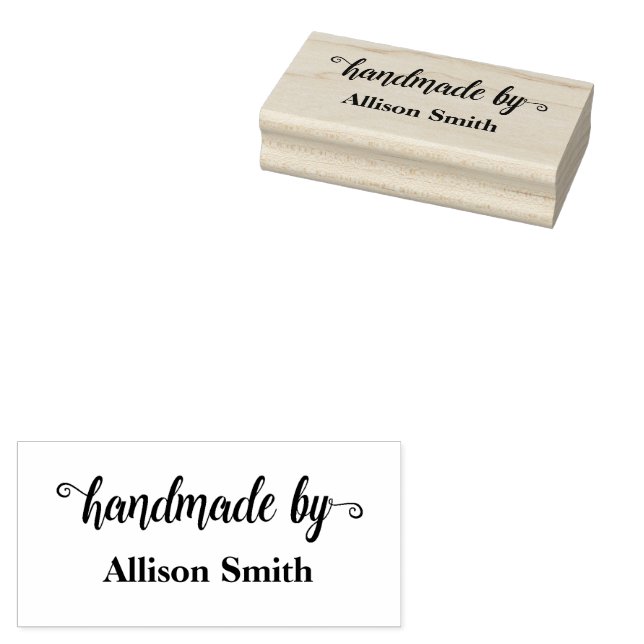 Handmade by Personalized Wood Stamp (Stamped)