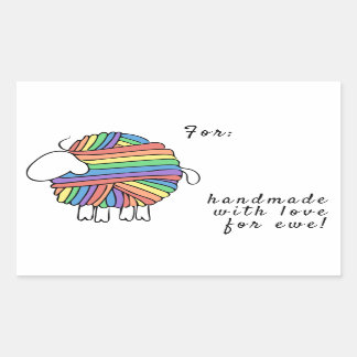 'Handmade By' Rainbow Yarn Sheep Sticker