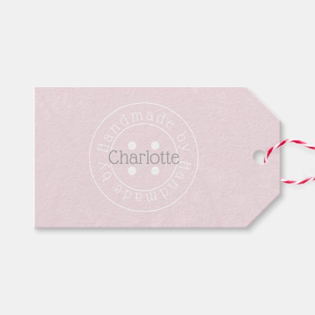 Handmade by sewing button gift tag (Front (Horizontal))
