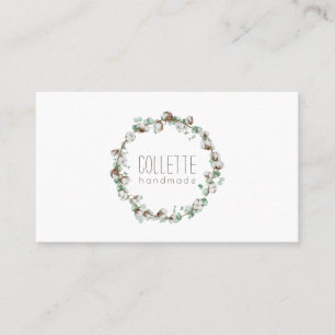 Handmade By Simple Rustic Wreath Logo Business Card