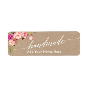Handmade Calligraphy Pink Floral Kraft Small