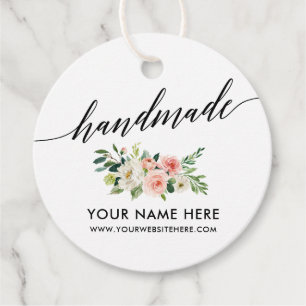 Handmade Calligraphy Pink White Floral R Favour Tags