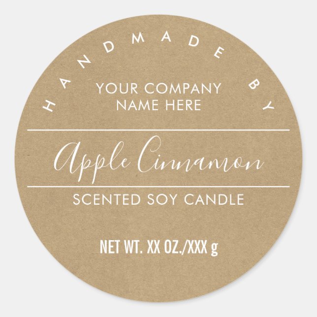 Handmade Candle Kraft Paper Look Product Label (Front)