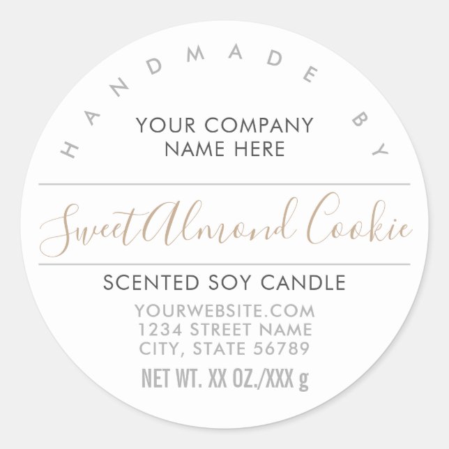 Handmade Candle or Soap Almond Brown Product Label (Front)