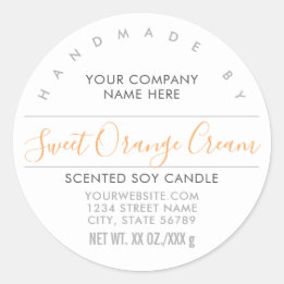 Handmade Candle or Soap Orange Cream Product Label