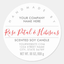 Handmade Candle or Soap Rose Red Product Label