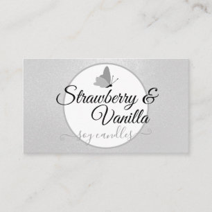 Handmade Candles Clean Silver Grey Cute Butterfly Business Card
