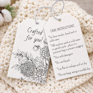 Handmade Care Instructions Elegant Floral Hang Tag