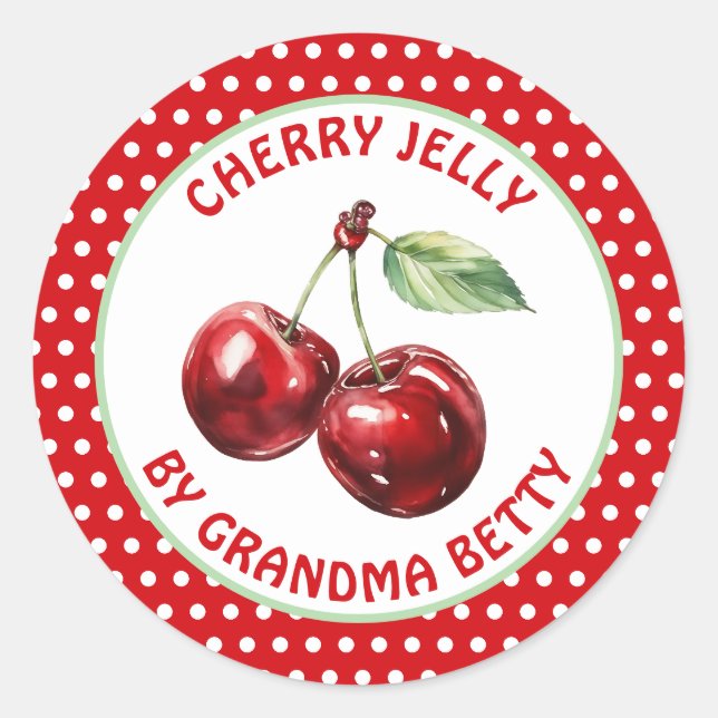 Handmade Cherry Jelly Personalized Classic Round Sticker (Front)