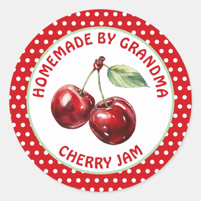 Handmade Cherry Preserves Personalized Classic Round Sticker (Front)