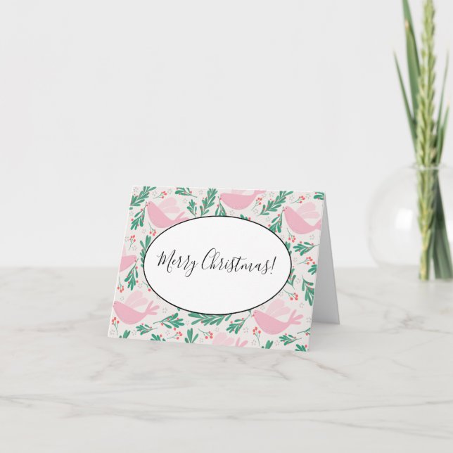 Handmade Christmas Dove of Peace Olive Branch Note Card (Front)
