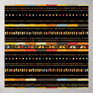 Handmade coloured stripes bright tribal seamless p poster