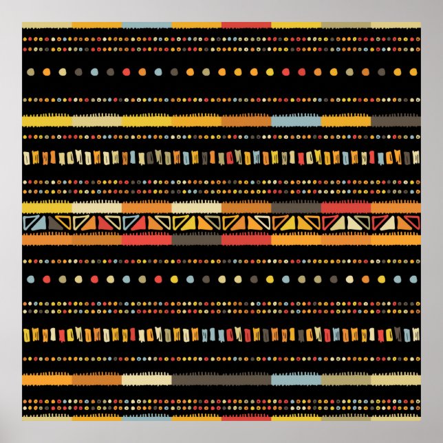 Handmade coloured stripes bright tribal seamless p poster (Front)