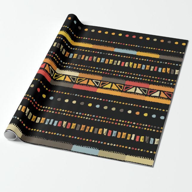 Handmade coloured stripes bright tribal seamless p wrapping paper (Unrolled)