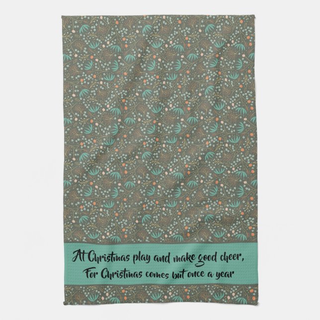 Handmade Colourful Christmas Floral Kitchen Towel (Vertical)