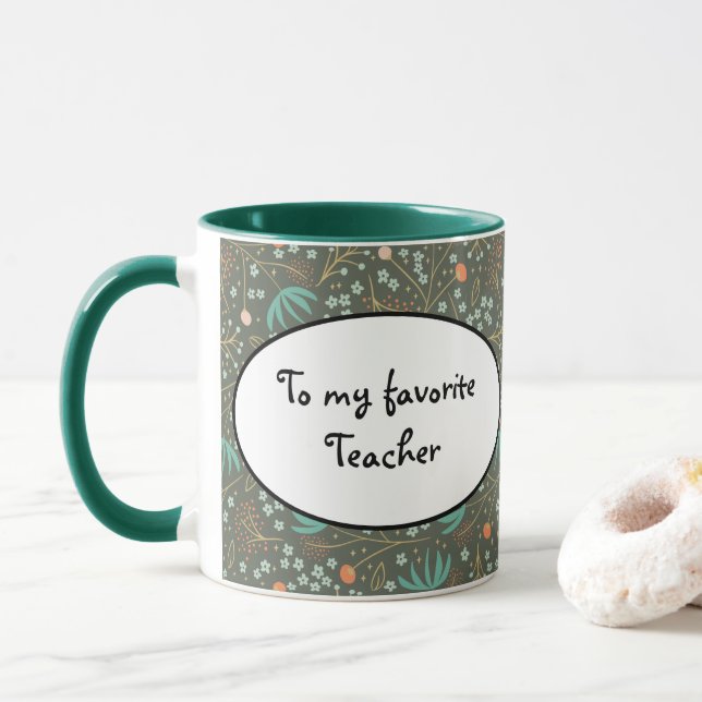 Handmade Colourful Christmas Floral Mug (With Donut)