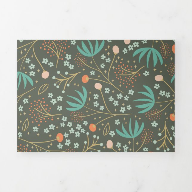 Handmade Colourful Christmas Floral Tri-Fold Holiday Card (Cover)