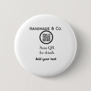 Handmade company business Scan QR details name dat 2 Inch Round Button