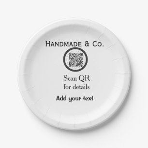 Handmade company business Scan QR details name dat Paper Plate