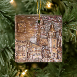 HANDMADE COPPER PLATE OF KRAKOW, POLAND  CERAMIC ORNAMENT