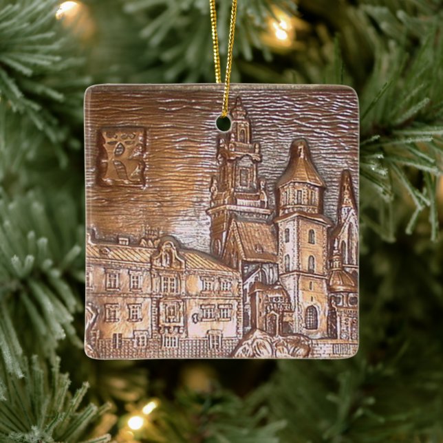 HANDMADE COPPER PLATE OF KRAKOW, POLAND  CERAMIC ORNAMENT (Tree)