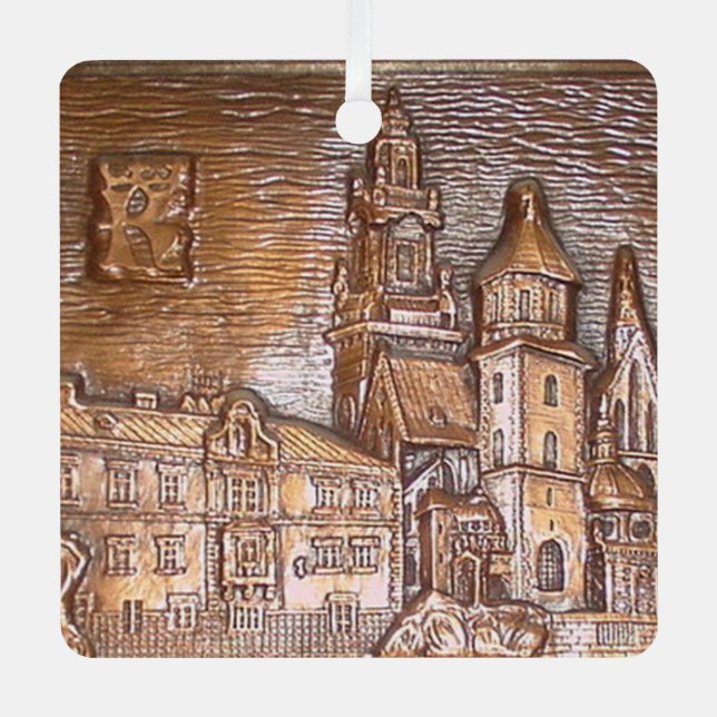 HANDMADE COPPER PLATE OF KRAKOW, POLAND   METAL ORNAMENT (Front)